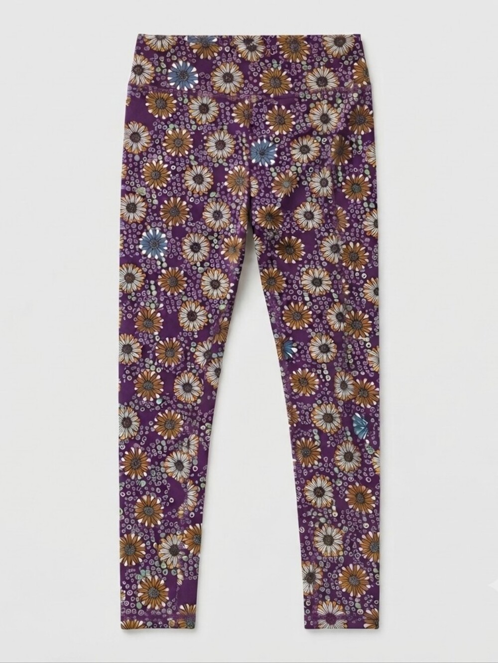 LuLaRoe Leggings Womens One Size Purple Gold Floral Daisy Sunflower Butter Soft